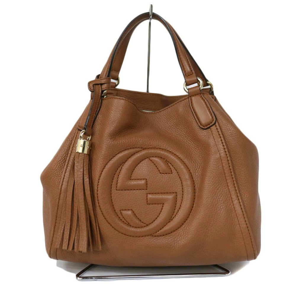 Gucci Soho Fringe Bag GG Leather Brown